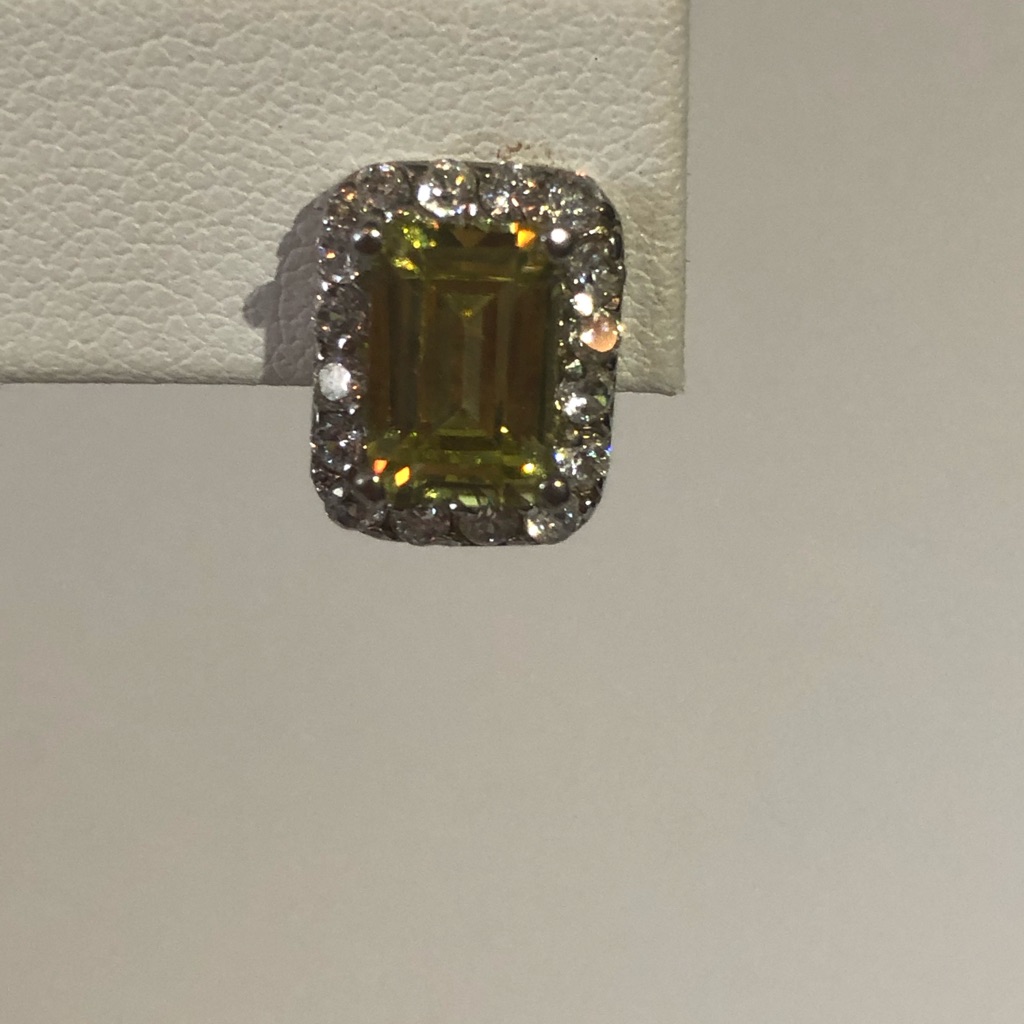 Yellow White Diamond Stimulant Stud Earrings 29$